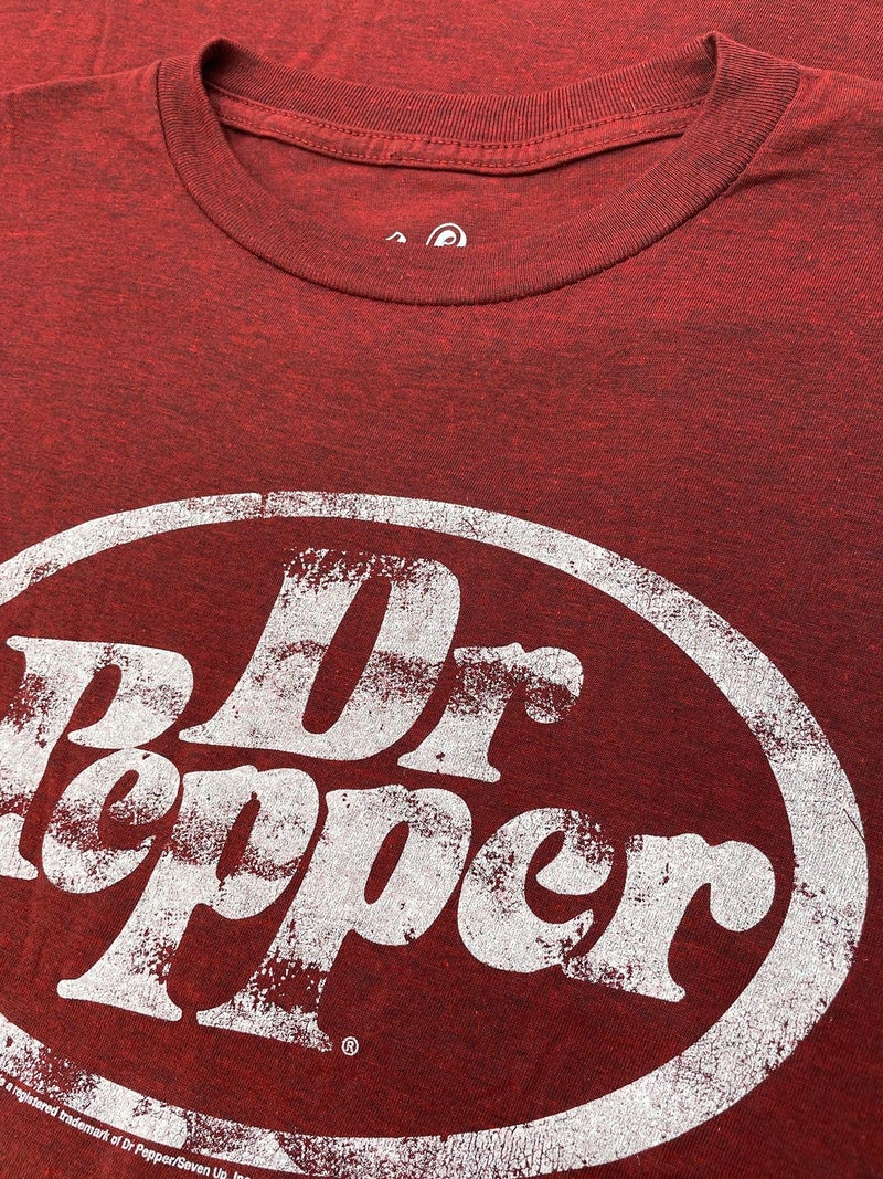 Tee Luv Men's Faded Dr Pepper Logo Shirt, XL, Brick Heather - Image 2